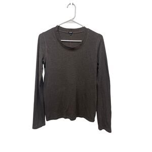 Monrow Women's Textured Tri-Blend Fitted Long Sleeve Crew brown size small